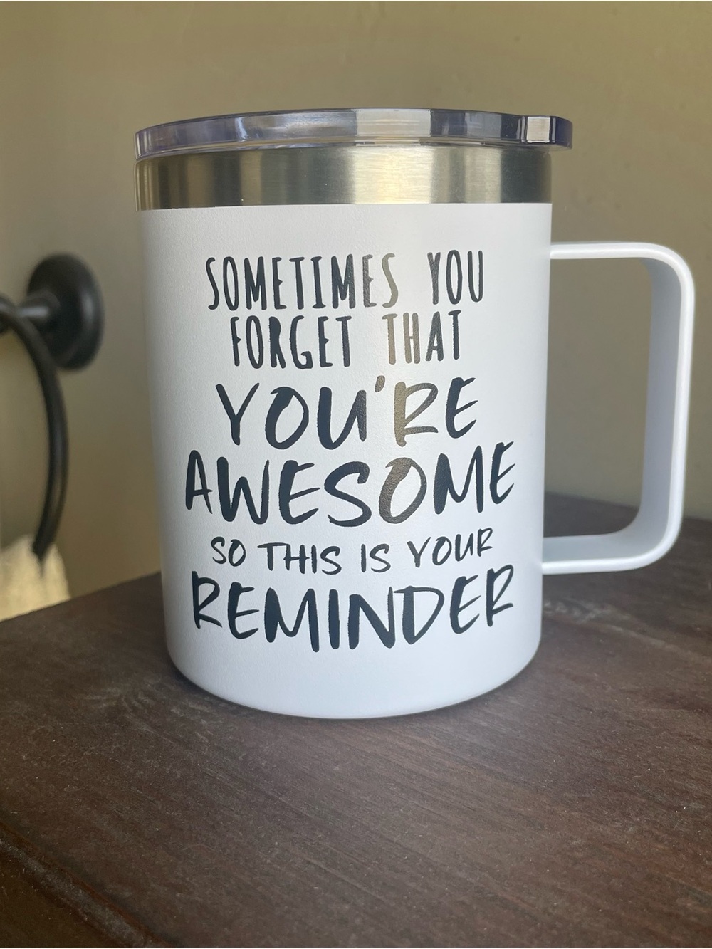 White Insulated Travel Mug with Awesome Inspirational Message!